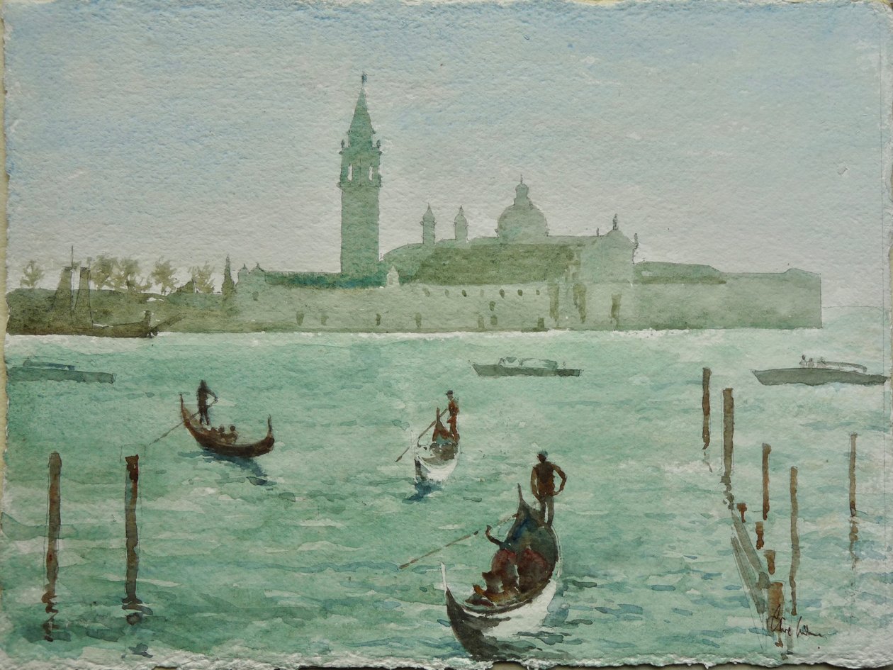 S.M.Maggiore, Manhã soalheira de inverno, 2020 (aguarela) de Clive Wilson
