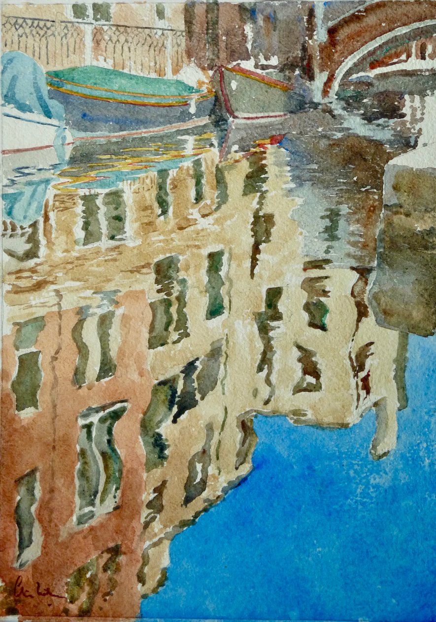 Reflexões de inverno, Rio Dei F, 2020 (aguarela) de Clive Wilson