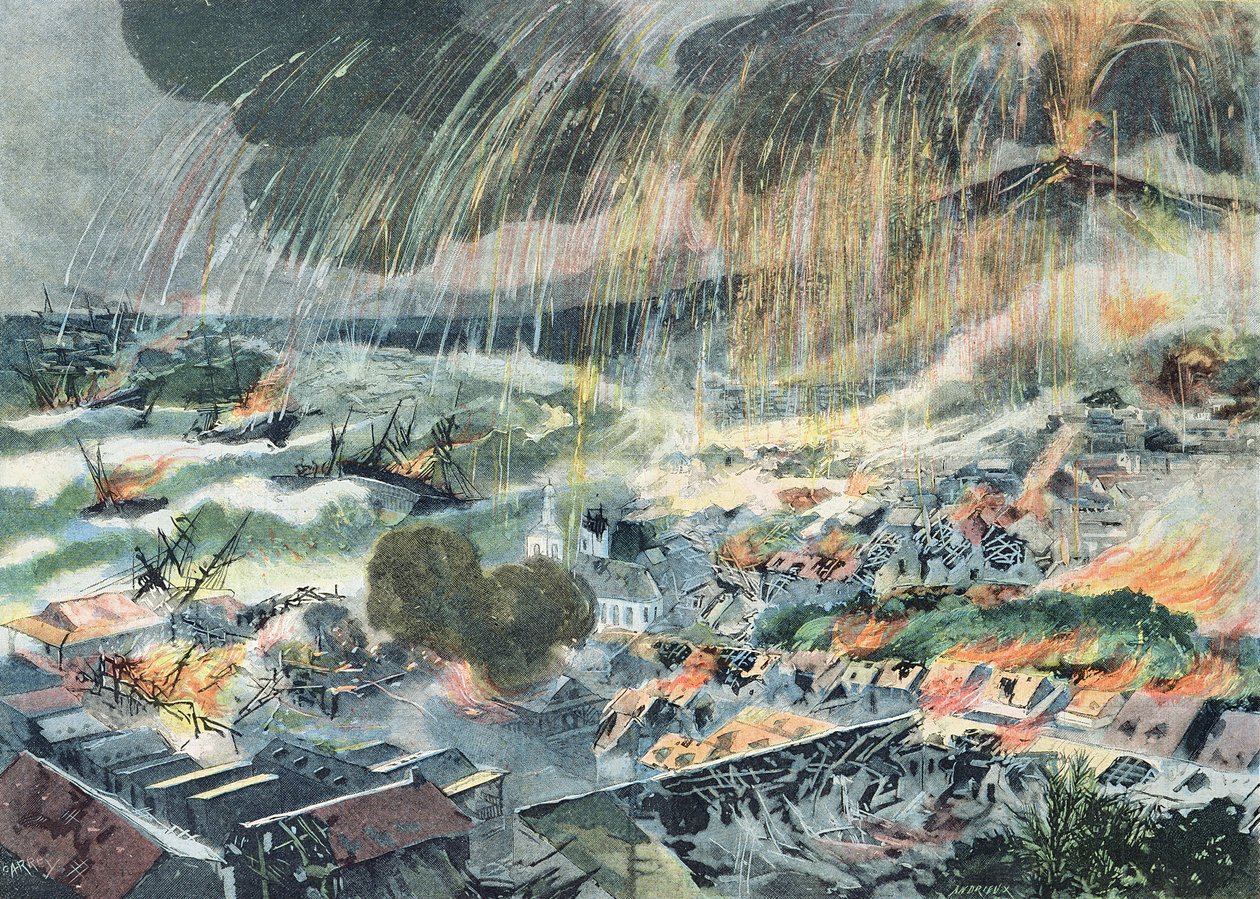 Erupção de um vulcão na Martinica, de &39;The Little Parisian&39;, 15 de maio de 1902 de Clément Auguste Andrieux