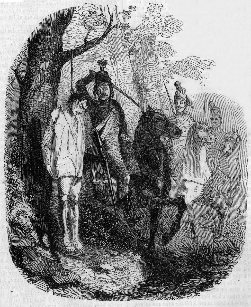 Claude Rameau abatido por hussardos de Clément Auguste Andrieux