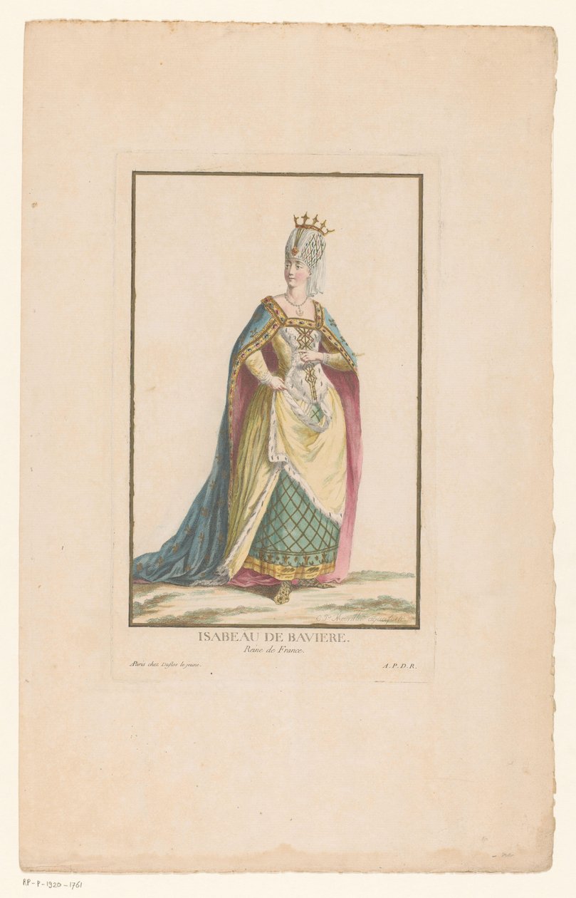 Retrato de Isabella da Baviera, Rainha da França Isabeau de Baviere Reine de France (título no objeto) de Clément Pierre Marillier