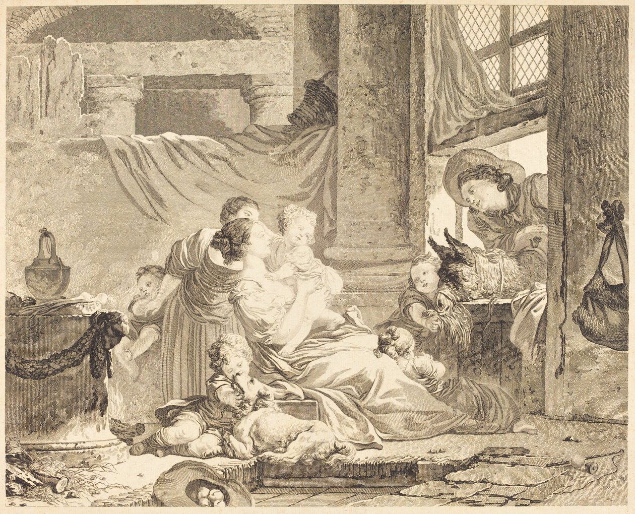 A família do agricultor de Clément Pierre Marillier after Jean Honoré Fragonard