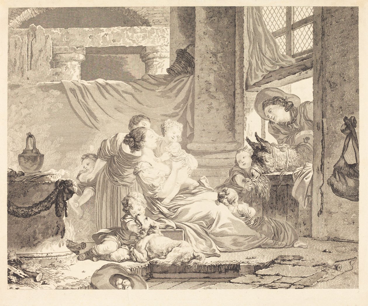 A família do agricultor de Clément Pierre Marillier after Jean Honoré Fragonard