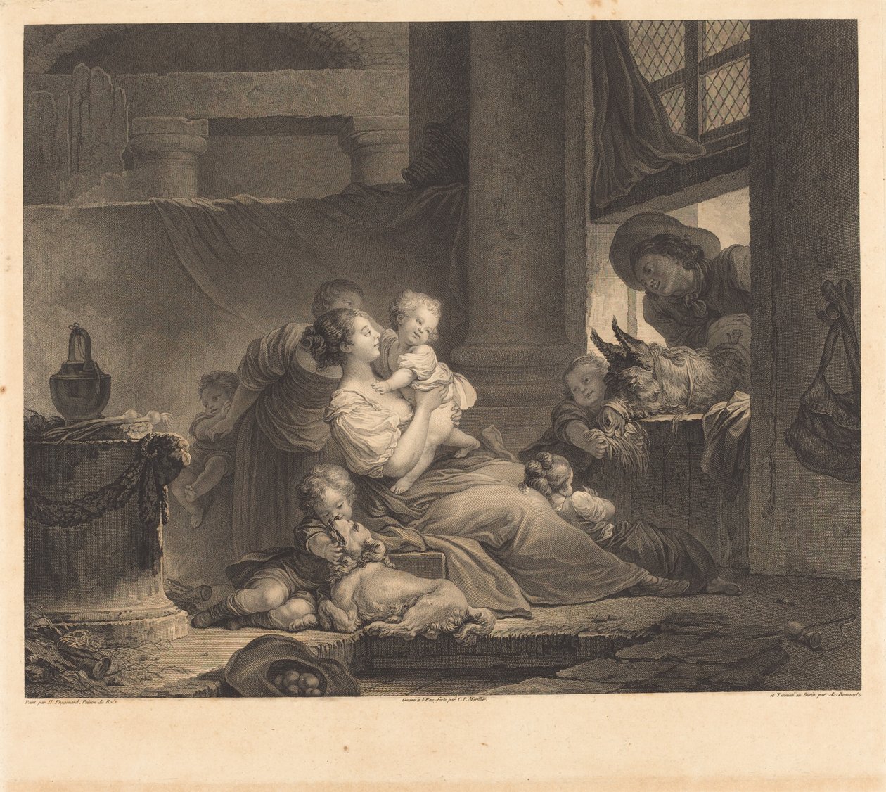 A família do agricultor de Clément Pierre Marillier and Antoine Louis Romanet after Jean Honoré Fragonard