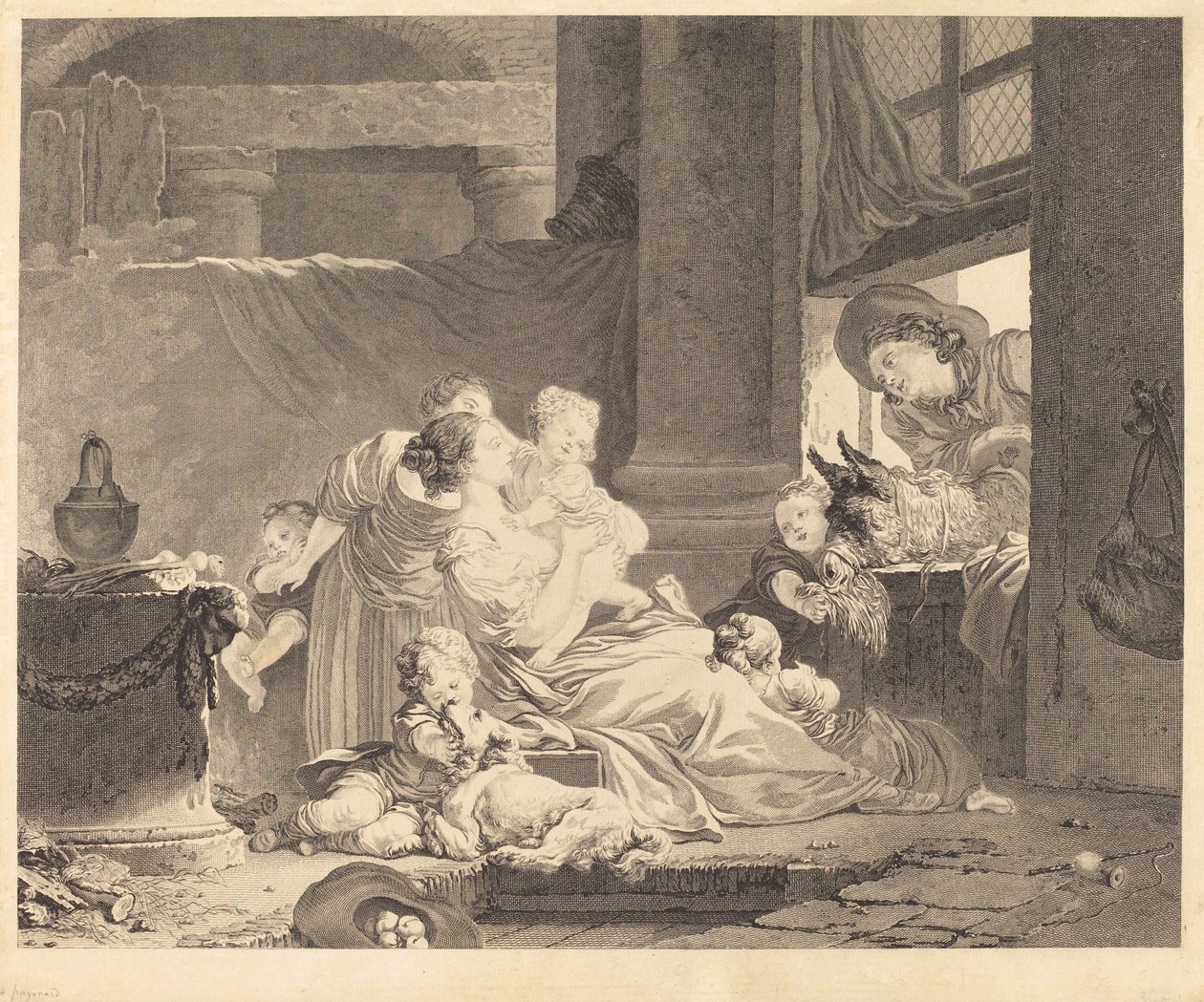A família do agricultor de Clément Pierre Marillier and Antoine Louis Romanet after Jean Honoré Fragonard