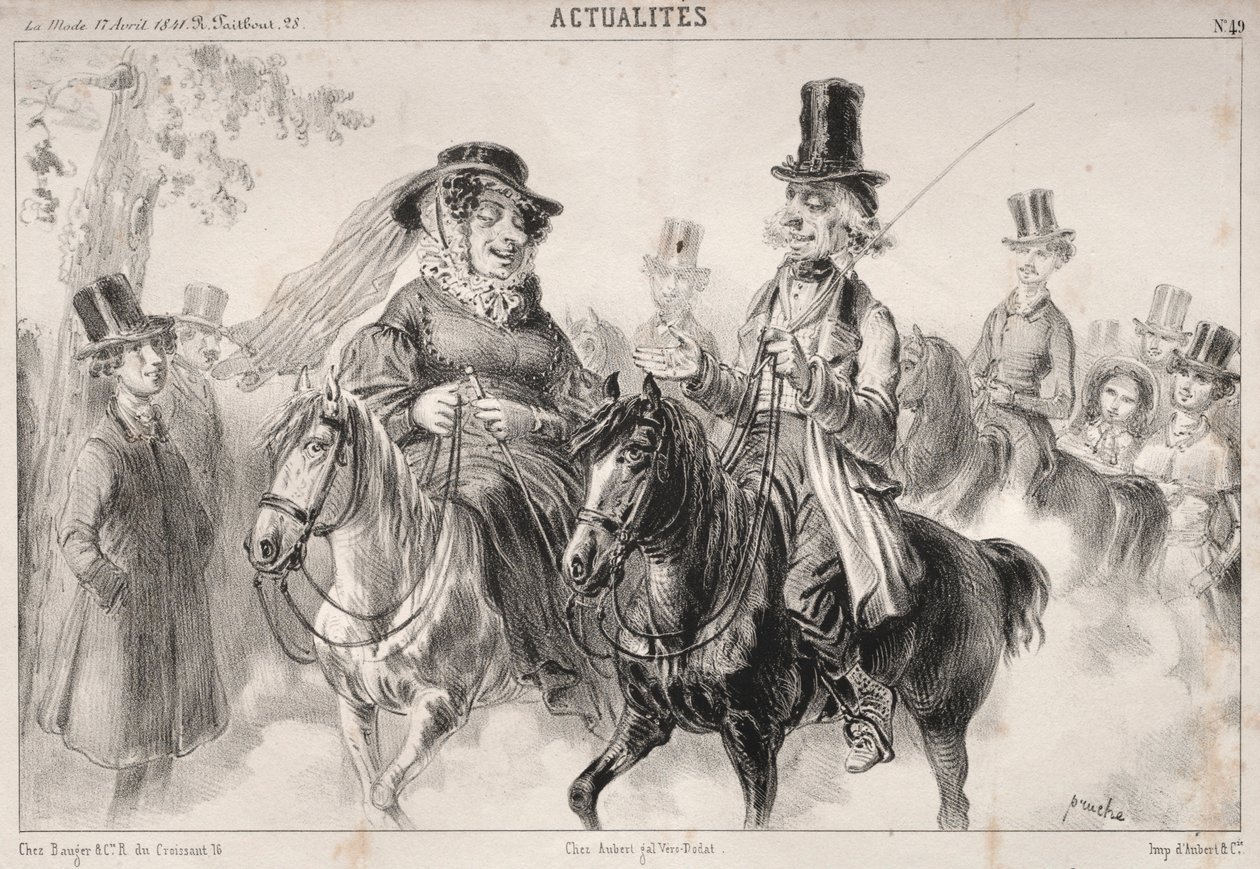 Notícias: Diga Madame Miroton, parece que somos nós que damos o tom ..., 1841. de Clémente Pruche