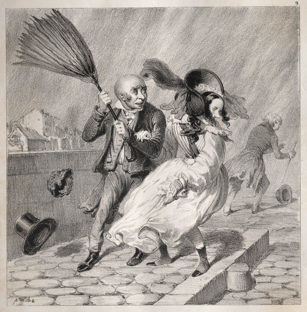 Bambochades: Você vê que meu barômetro é lindo! ... é um período rico para ..., 1841. de Clémente Pruche