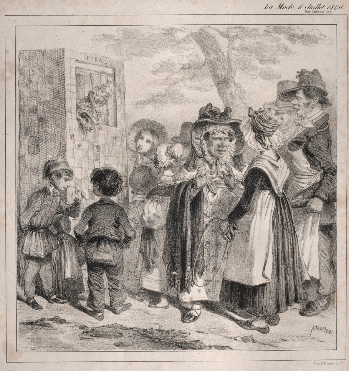 Vejo você minha querida! são os policiais que jogam esses polichinéis por lá, para desviar ..., 1840. de Clémente Pruche