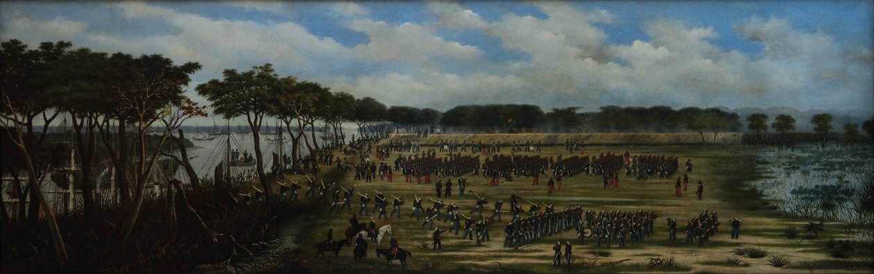 Desembarque do Exército Argentino em frente às trincheiras do Curuzú de Candido Lopez