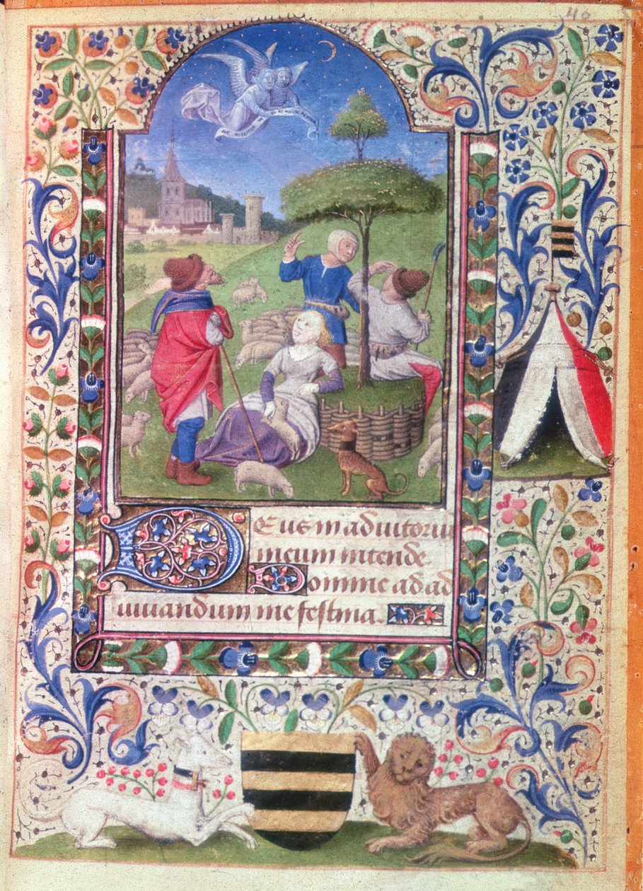 Códice 1929, f.40: Anunciação aos pastores, 1450-75 de Coeting Master