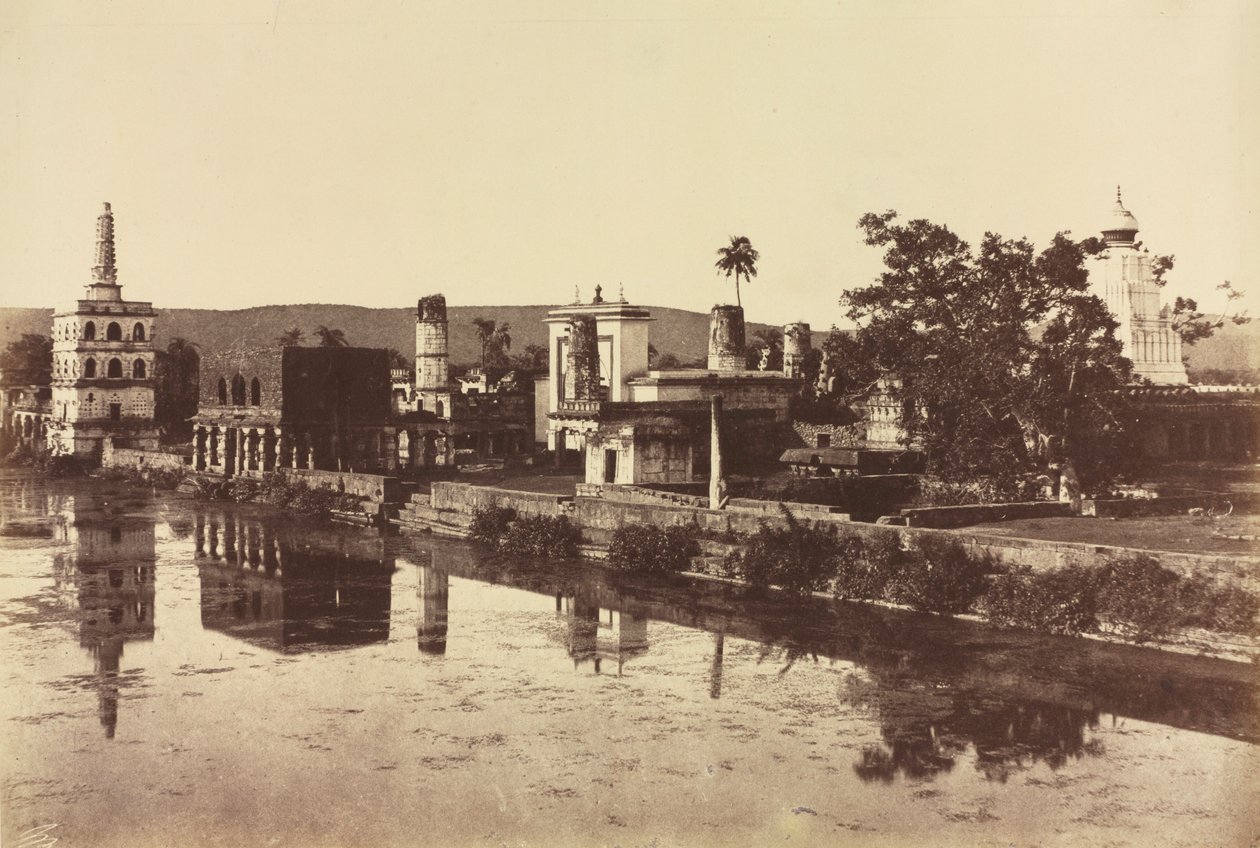 Tanque e Templos em Bunshunkuree, c. 1857 de Col. Thomas Biggs