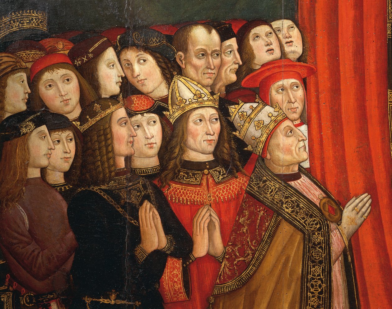 Detalhe da Madonna do Recomendado (tempera no painel) de Cola da and Roma Giovanni Anotnio da Orte