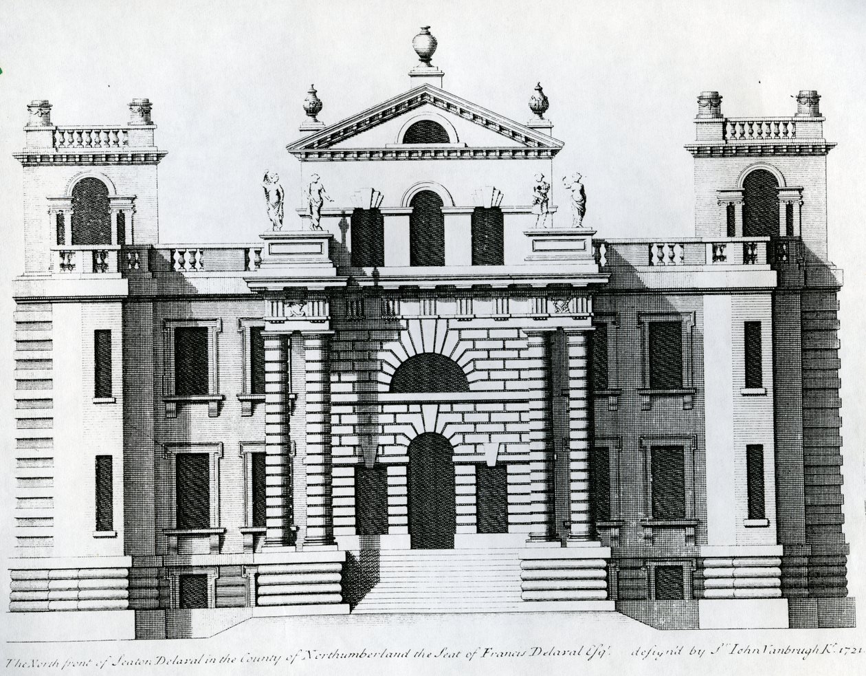 Design para Seaton Delaval, 1721 de Colen Campbell