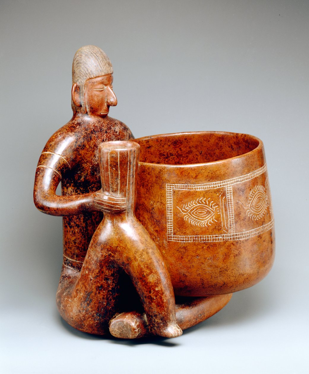 Macho sentado (louça de barro) de Colima Culture