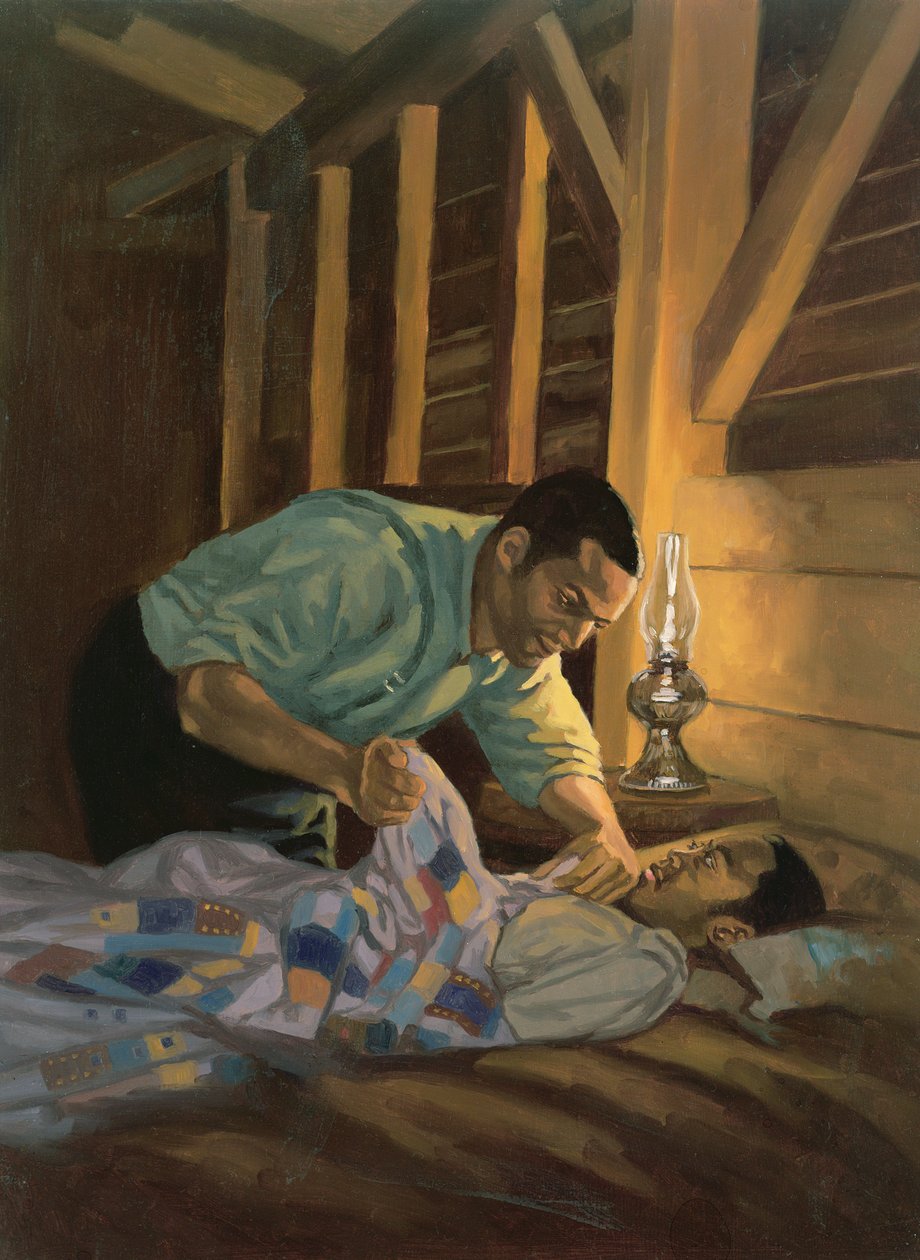 Goodnights coloridos, 2003 (óleo e acrílico a bordo) de Colin Bootman