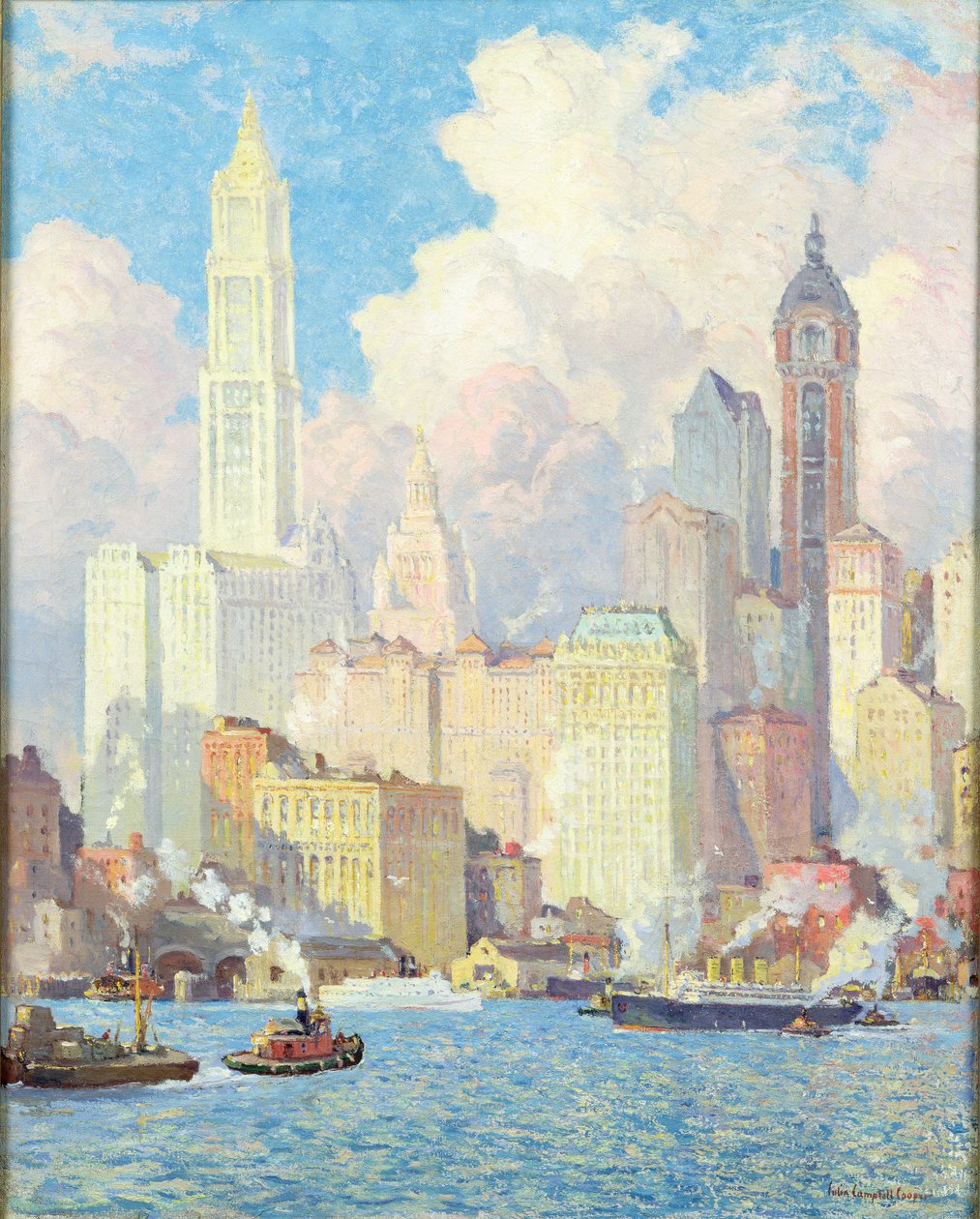 Beira-rio do Rio Hudson, Nova York de Colin Campbell Cooper