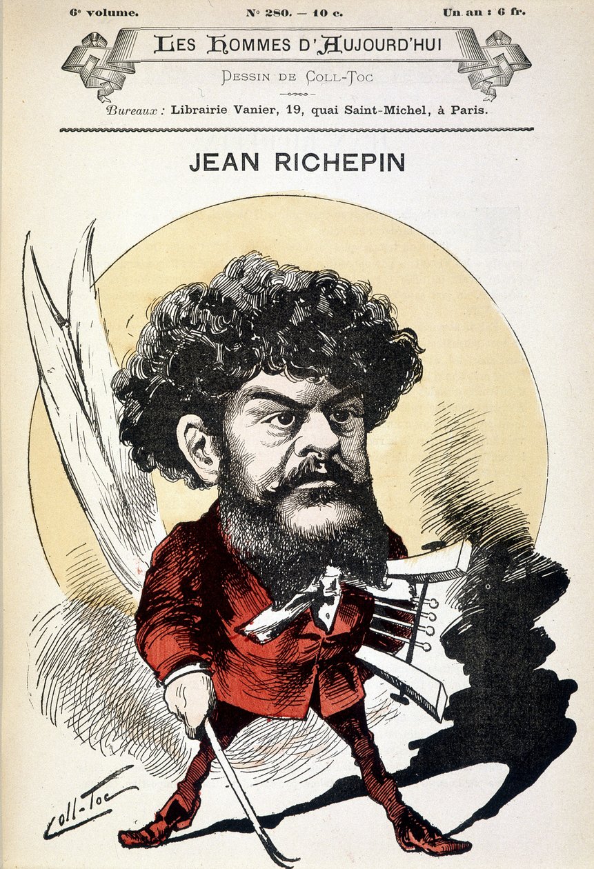 Desenho animado de Jean Richepin (1849-1926), escritor francês. de Coll Toc
