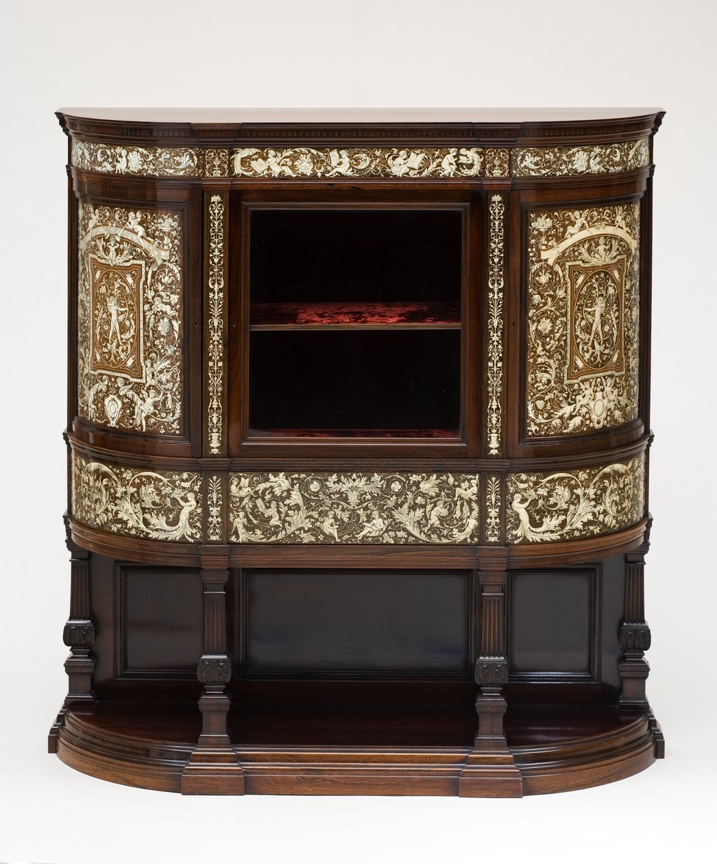 Display Cabinet, c.1890 (revestido de jacarandá com marfim, forro de veludo original) de Collinson and Lock
