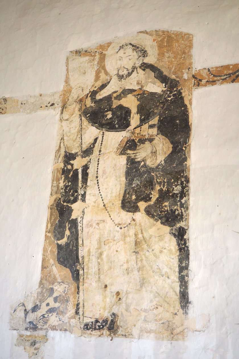 Mural de Santo Domingo de Guzman, século XVIII, Convento de Santo Ecce Horio, Barichara, Colômbia (fresco) de Colombian School