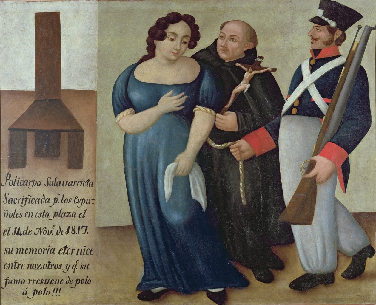 Policarpa Salavarrieta (La Pola) em seu caminho para a execução em Bogotá em 14 de novembro de 1817 de Colombian School