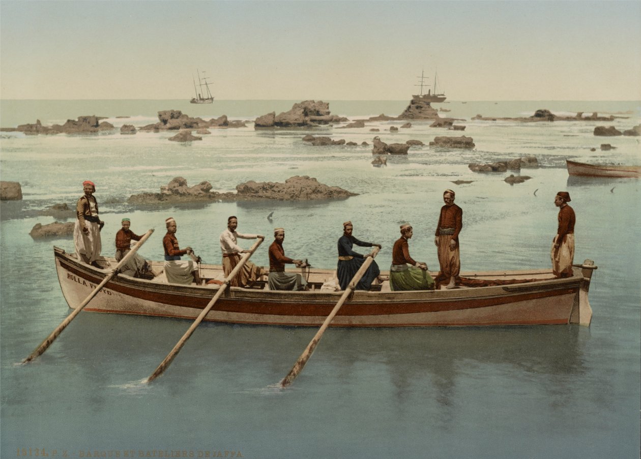Barqueiros, Jaffa, Israel, c.1890-1906 (fotocópia) de Company Photoglob