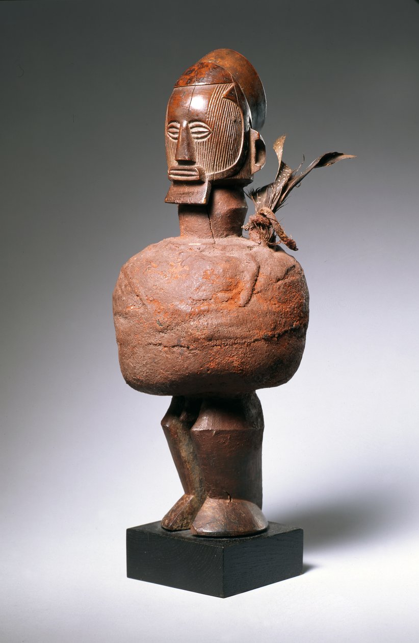 Figura Espiritual Nkisi (madeira, argila, tecido e penas) (ver também 181653) de Congolese