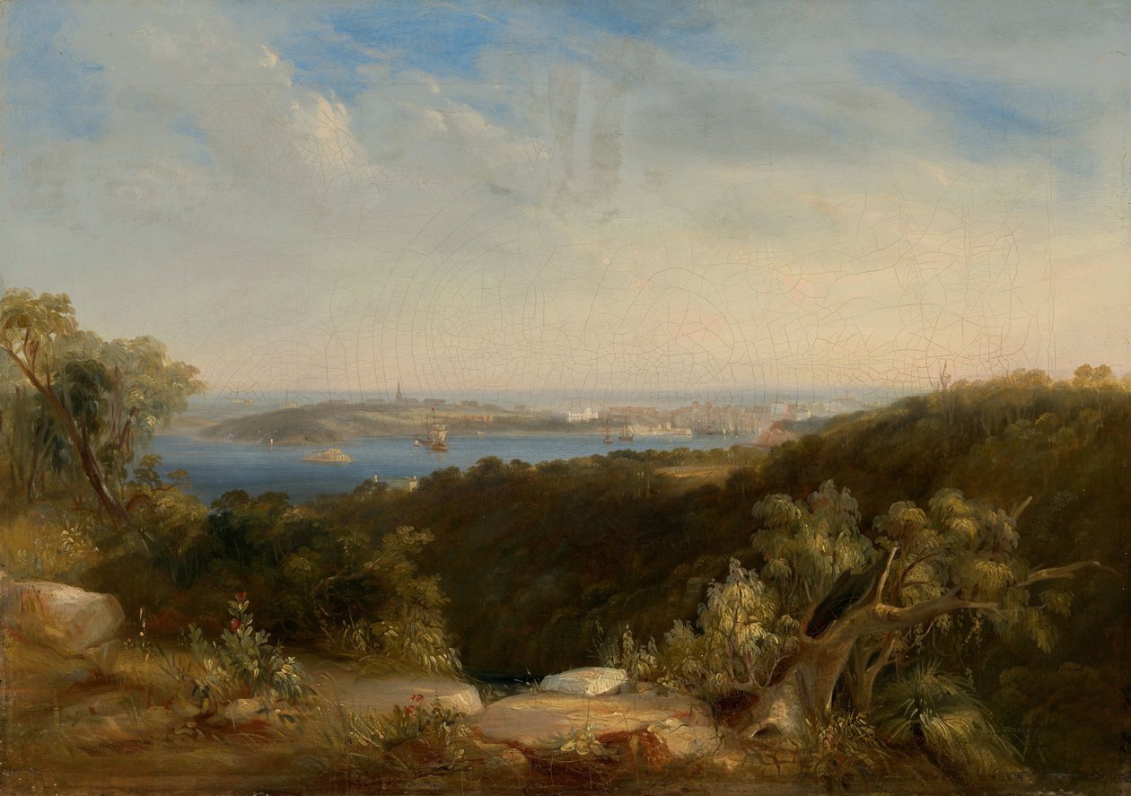 Vista do porto de Sydney, mostrando Sydney Cove de Conrad Martens