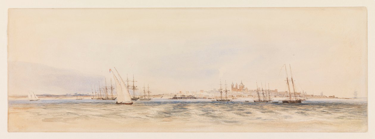 Porto de Montevidéu, c.1878 (aguarela) de Conrad Martens