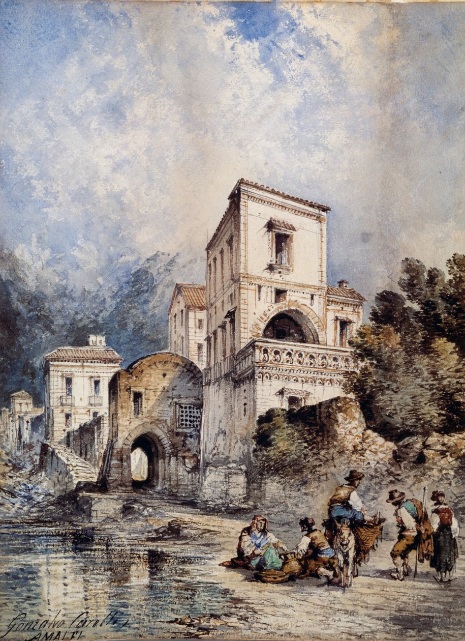 Vista de Amalfi (aquarela) de Consalvo Carelli