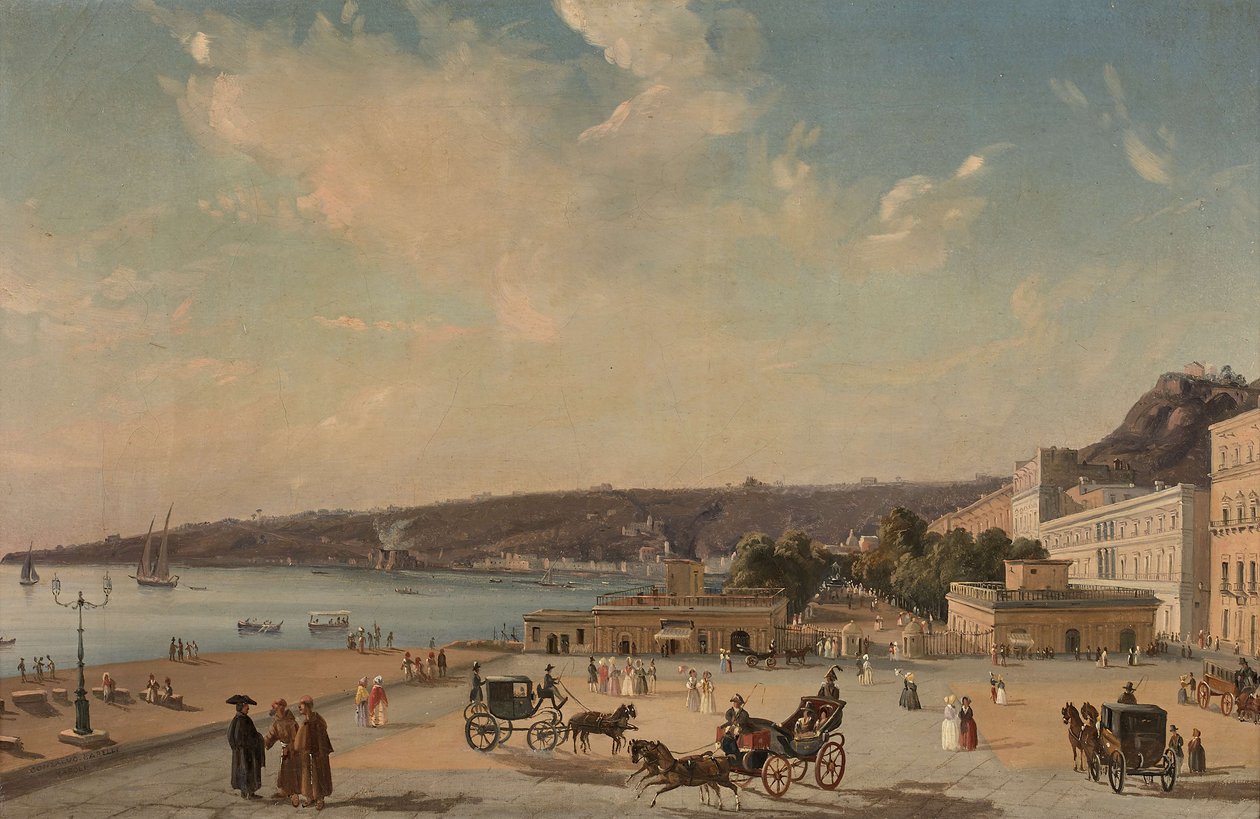 Vista dos jardins da Villa Reale, Nápoles. de Consalvo Carelli