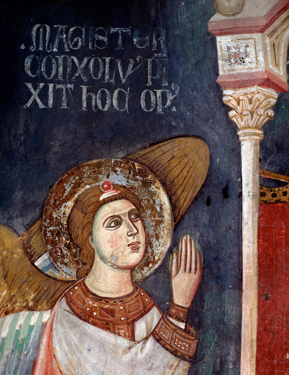 Virgem com criança rodeada de anjos, detalhe de um anjo - fresco de Consolo 