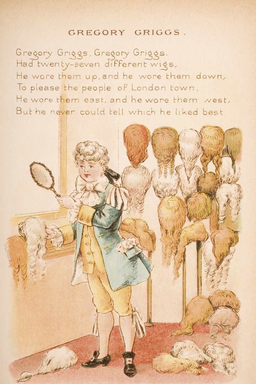 Gregory Griggs, de "Rimas e Contos da Velha Mamãe Ganso", publicado por Frederick Warne und Co., c.1890s (chromolitho) de Constance Haslewood