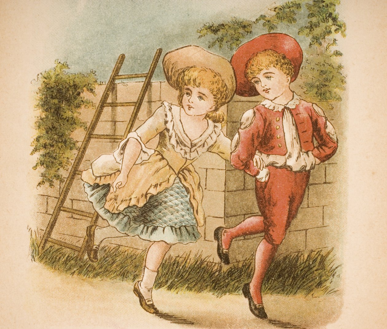 Ilustração das rimas e contos de "Old Mother Goose", publicada por Frederick Warne und Co., c.1890s (cromolitho) de Constance Haslewood