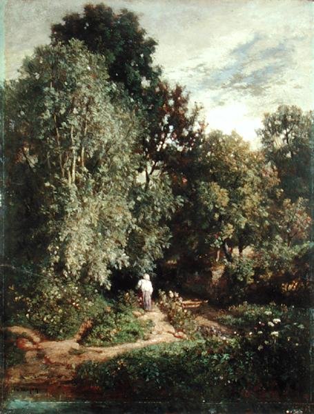 Caminho em uma Pequena Madeira, início da década de 1860 (óleo sobre tela) de Constant Emile Troyon
