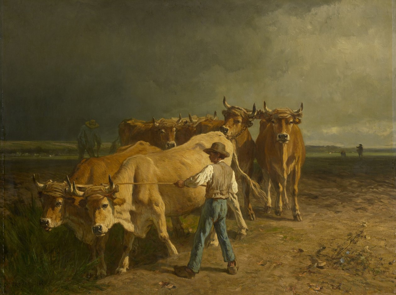 Arados de bois, 1860 de Constant Emile Troyon