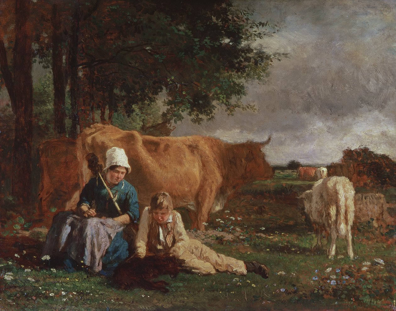 Cena pastoral de Constant Emile Troyon