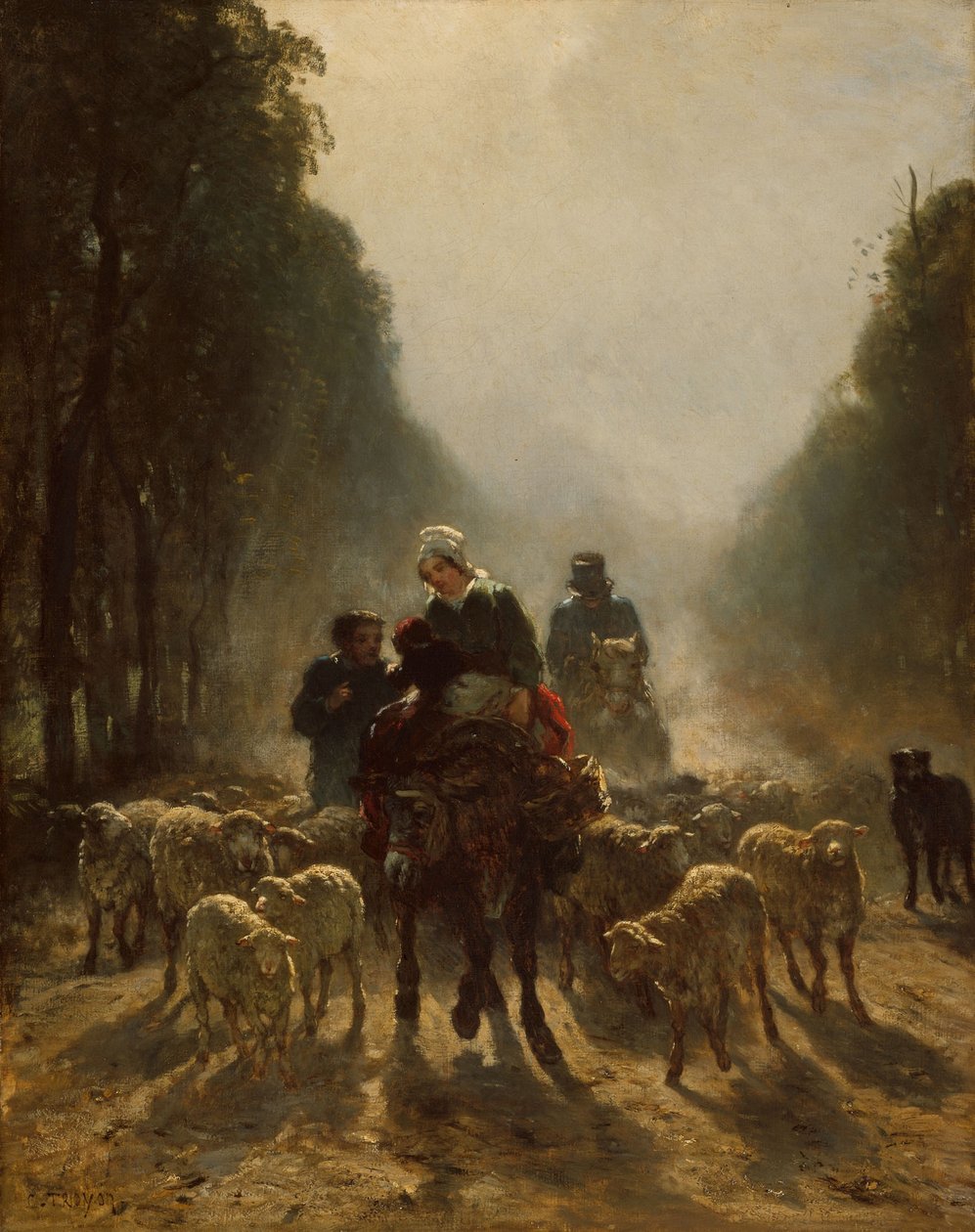 O caminho para o mercado, 1858 59 de Constant Emile Troyon
