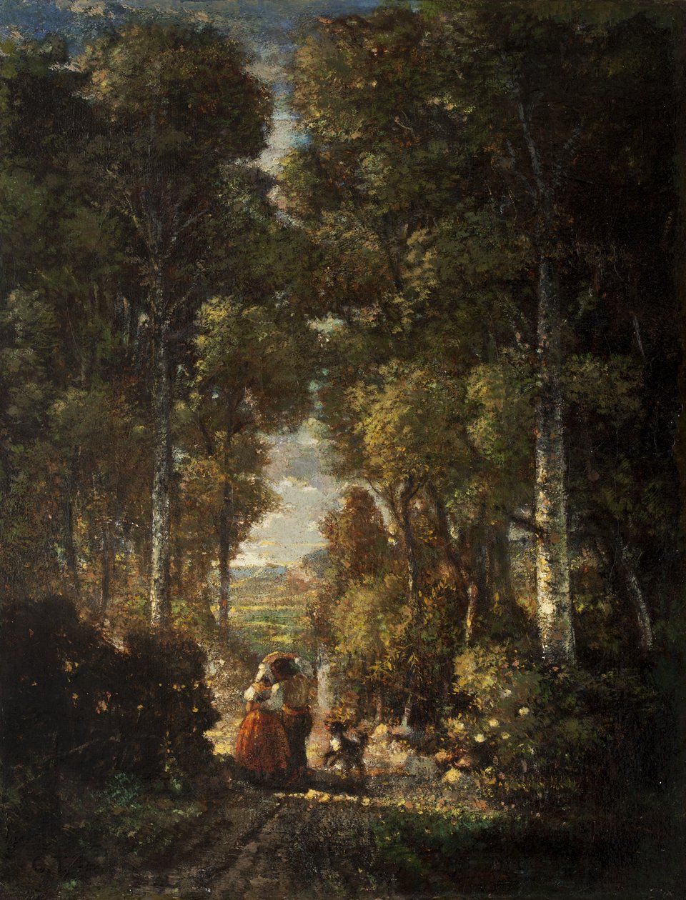 Estrada da vila (a estrada da vila) c.1830-60 de Constant Emile Troyon