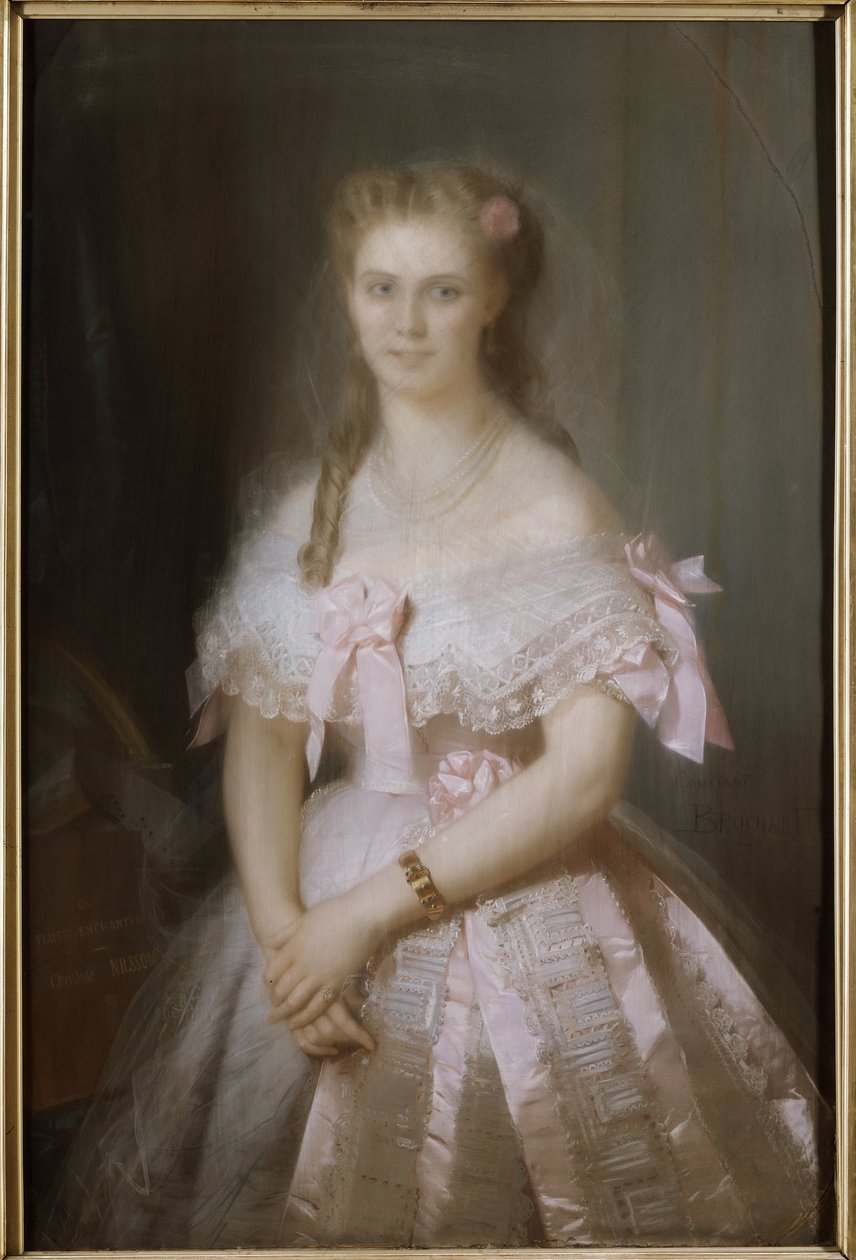 Retrato de Christine Nilsson (1843-1921), por Brochart, Constant Joseph (1816-1889). Pastel em cartolina. Tamanho: 117x80 cm. Museu Nacional de Estocolmo de Constant Joseph Brochart