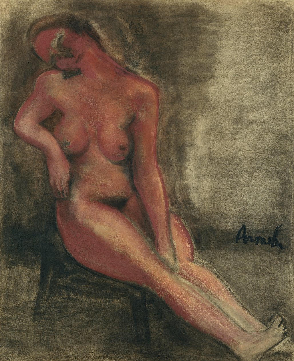 Ruiva Nua Sentada numa Cadeira; Nu Rouge Assis sur une Chaise de Constant Permeke