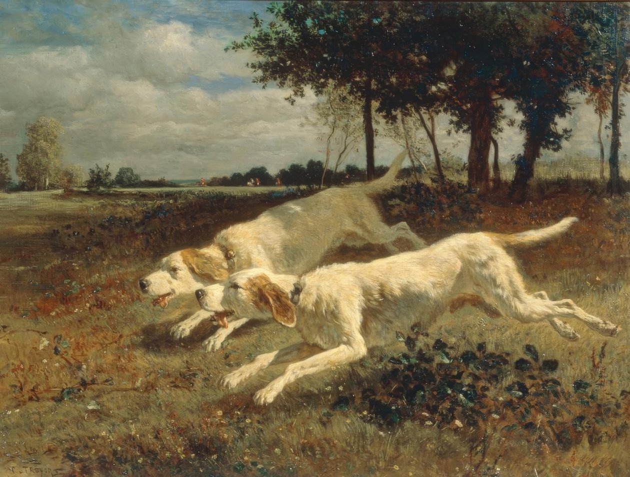 Cães correndo de Constant Troyon
