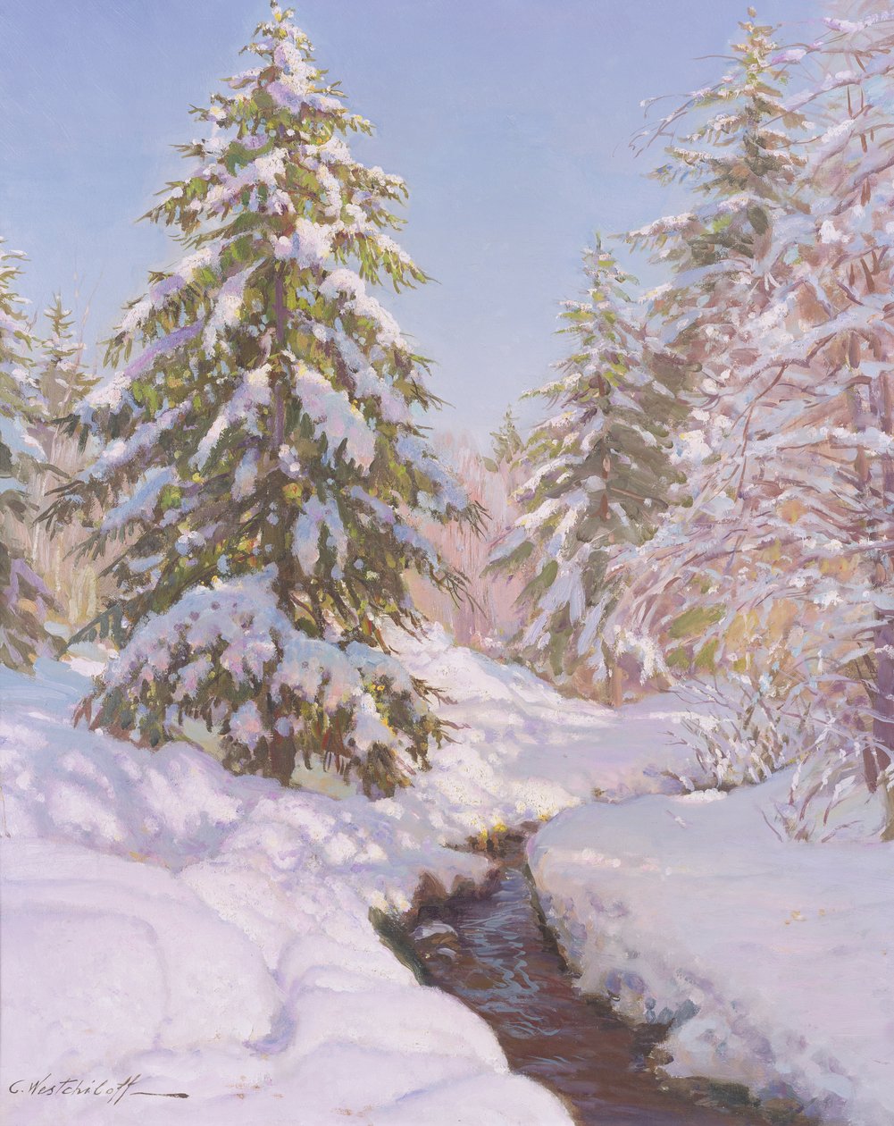 Cena de neve na França de Constantin Alexandrovich Westchiloff