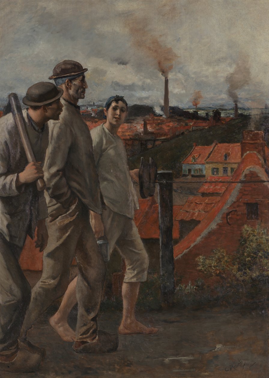 Regresso dos mineiros (óleo sobre tela) de Constantin Emile Meunier
