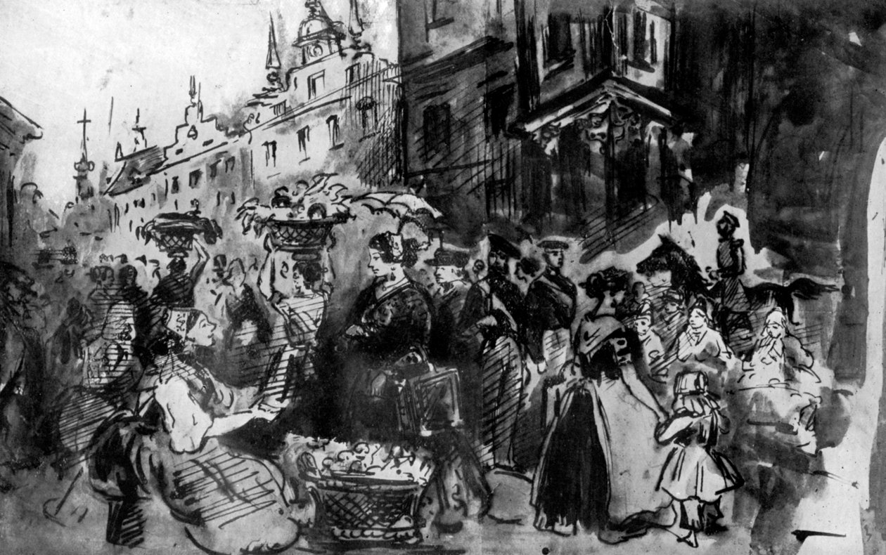 Uma rua na Alsácia, século XIX, 1930. de Constantin Guys