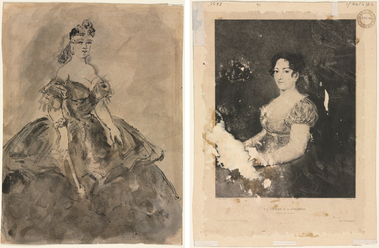 No Baile (reto); A Mulher do Leque, depois de Goya (verso) de Constantin Guys