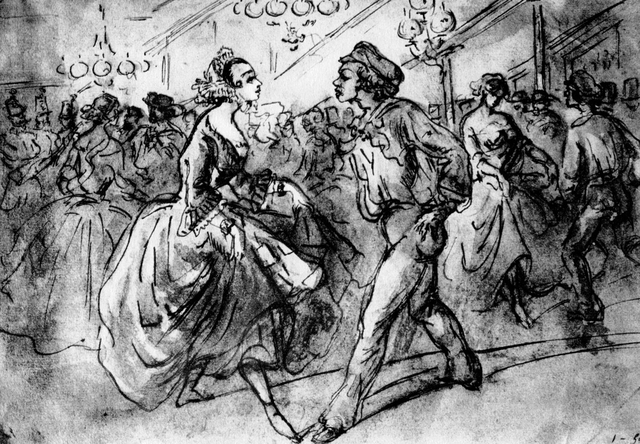 Na dança, século XIX, 1930. de Constantin Guys