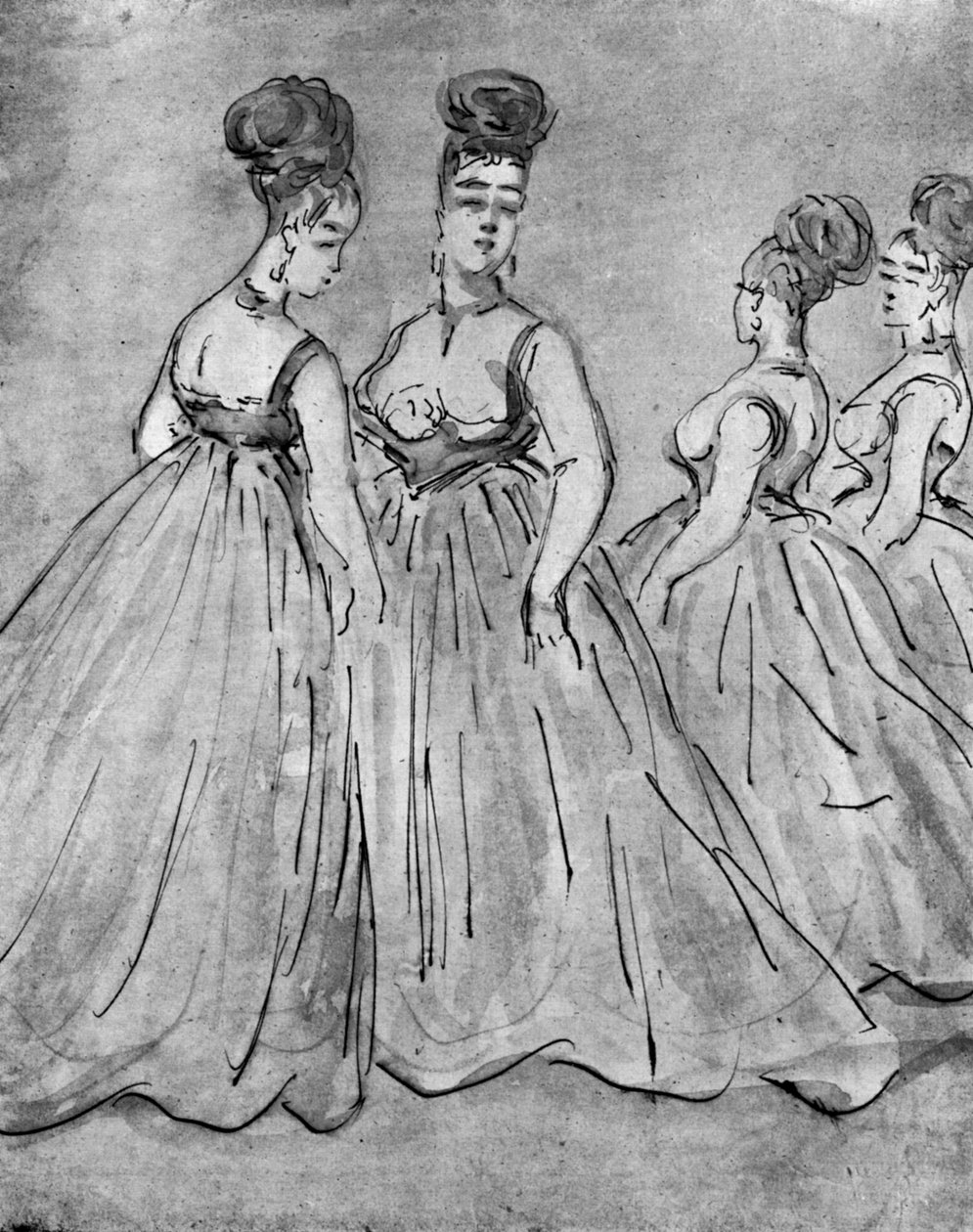 Quatro senhoras, século XIX, 1930 de Constantin Guys