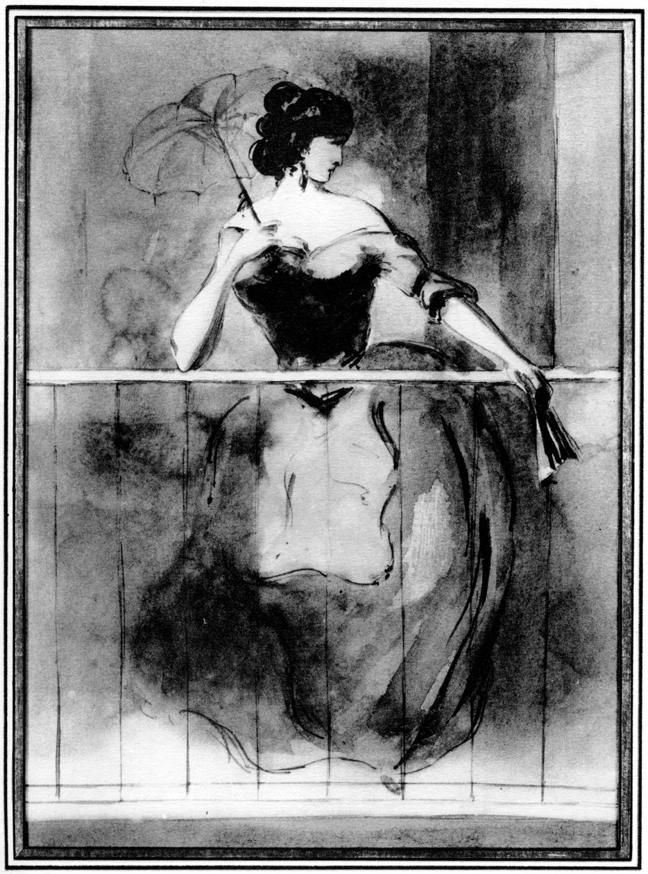 Senhora em um balcão, século XIX, 1930. de Constantin Guys