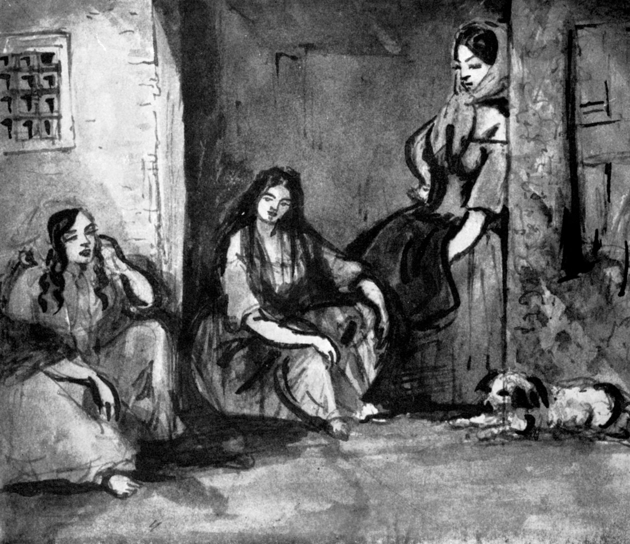No degrau da porta, século XIX, 1930 de Constantin Guys
