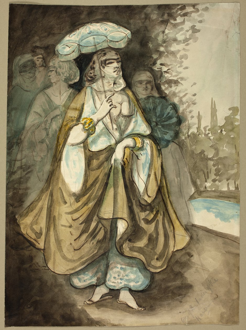 Uma das Damas do Harém (reto); Fragmento de uma paisagem (verso) de Constantin Guys